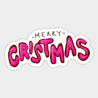 Cute Merry Christmas Cake Typography Sticker